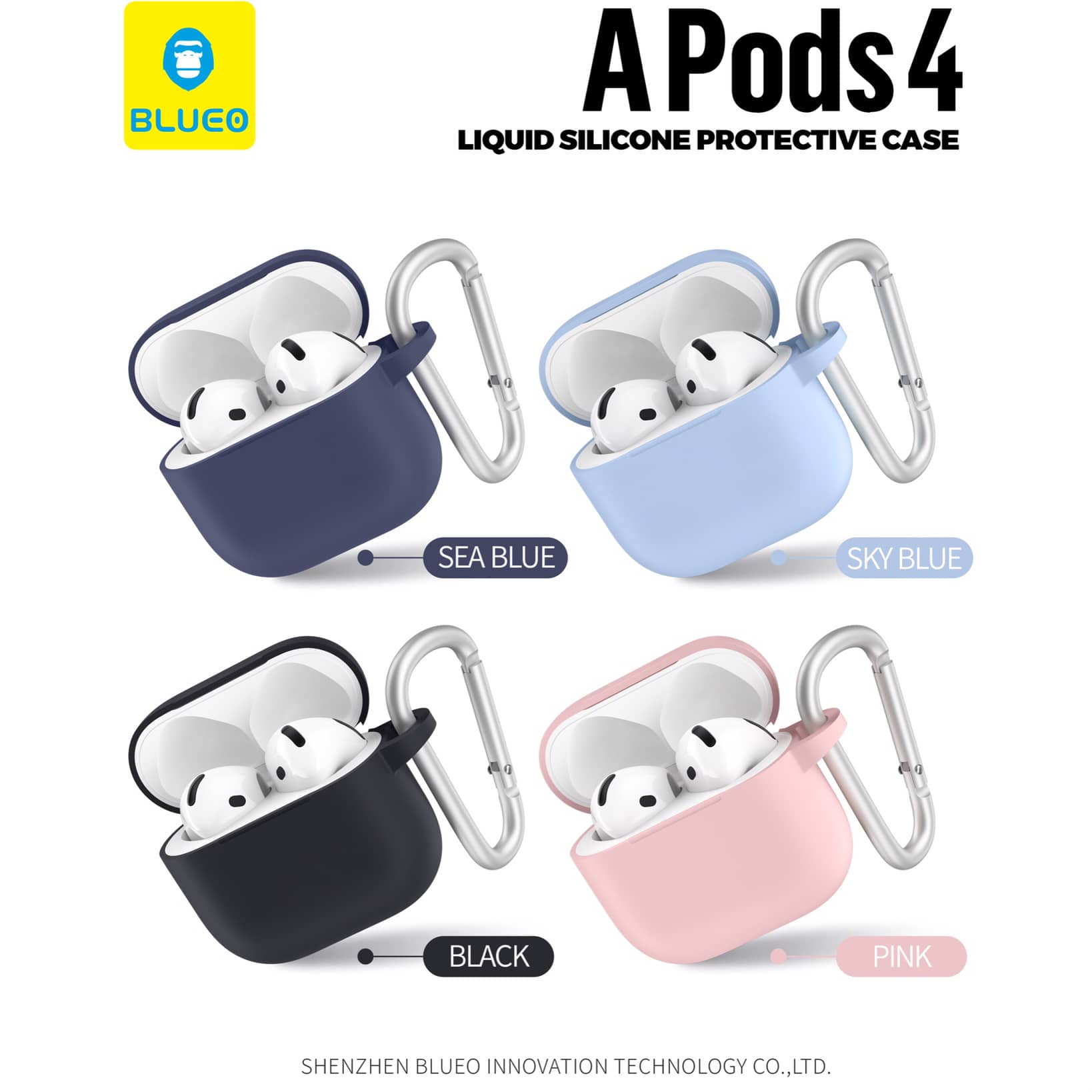 کاور ایرپاد 4 سیلیکونی بلو Blueo Airpod 4 Silicone Cover